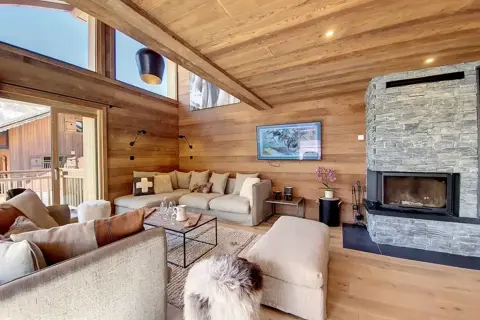 Chalet Edelweiss, Le Bettex (self catered chalet) - Open plan living and dining area