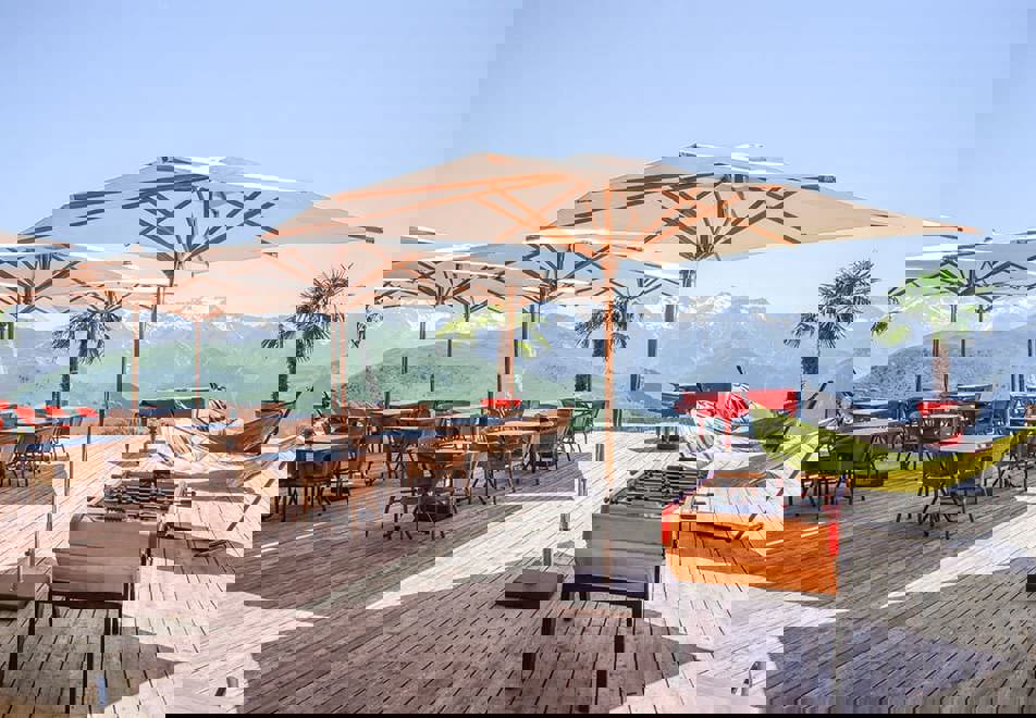 Alpe d'Huez in Summer - La Cabane high altitude restaurant