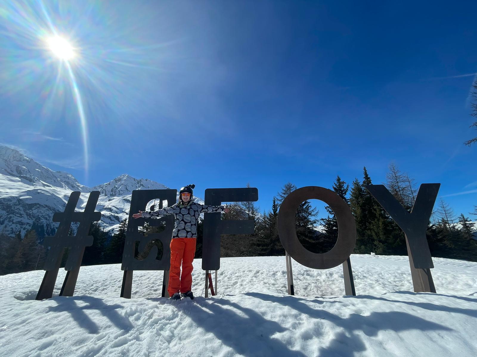 Sainte Foy Sign At Top Of TSD Grand Plan Chairlift