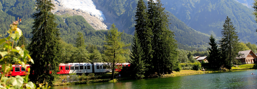 Railway train in Chamonix at summer
